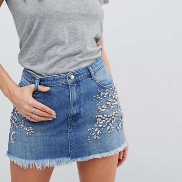 Free People Rhinestone Denim Skirt - Picture 6 of 12